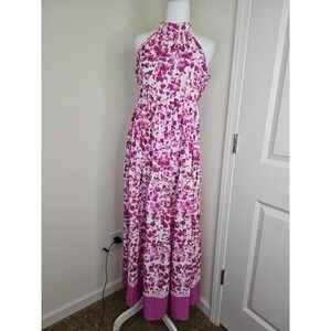 Womens Melonie T Fuchsia Magenta Ivory Floral Maxi Dress(Size 6)